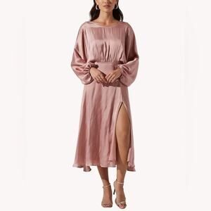 Astr The Label Marin Dolman Sleeve Midi Dress Mauve Cinched Waste Size Medium